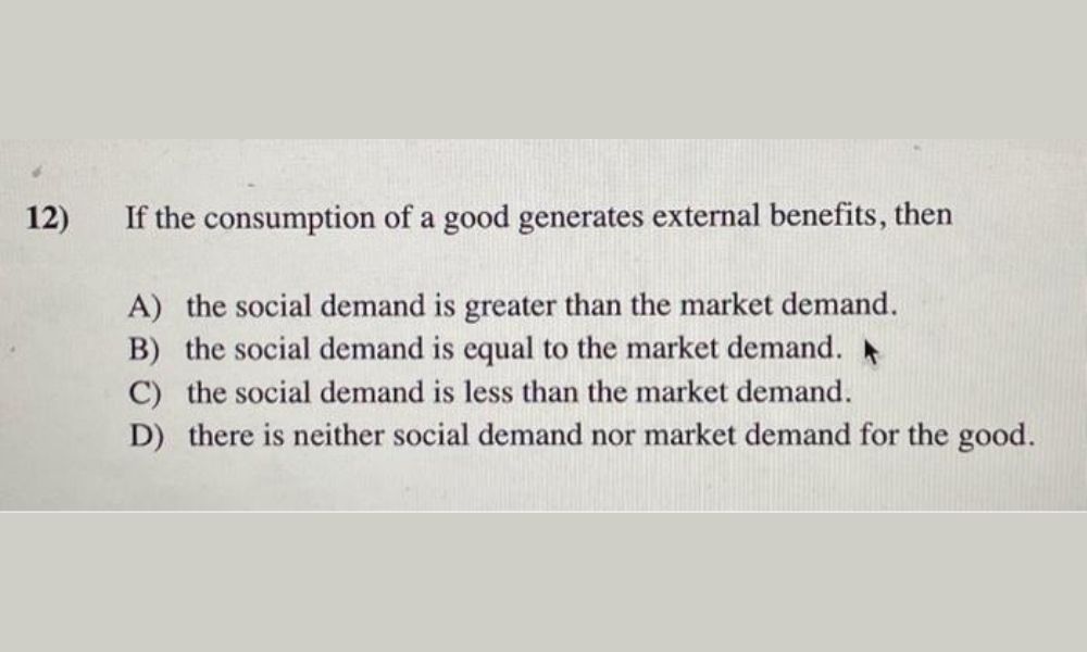 When the consumption of a good generates an external benefit?